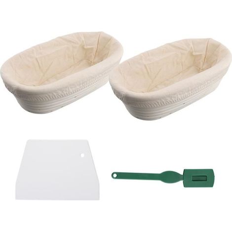 Panier D'éPreuvage Banneton - Panier de Boulangerie de Pain au Levain Artisanal, Grattoir / Coupe-Pâte et Doublure en Tissu (1/5)