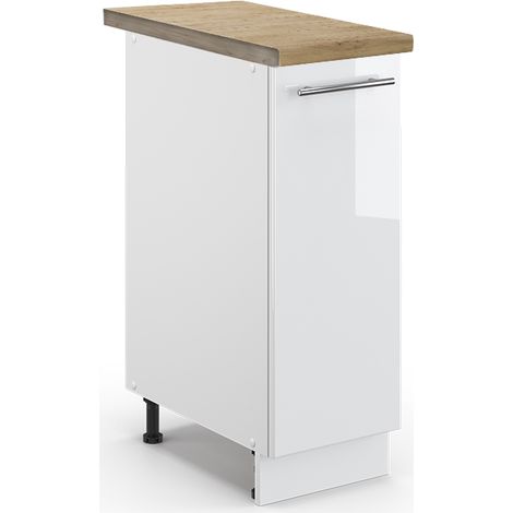 Armadio cucina dispensa alto Fame-Line, Bianco lucido, 30 cm , PL Rovere, Vicco