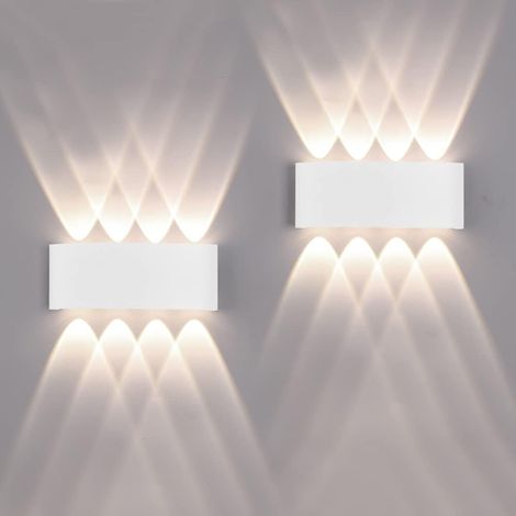 2 Pack Applique Murale Extérieur/Intérieur LED Appliques Extérieure 16W 1600lm ip65 imperméable moderne en aluminium up and down applique lumineuse spot Lampe Murale(blanc 3000k lumière chaude) [Class (1/5)