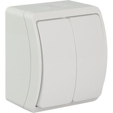 Interrupteur double allumage étanche blanc IP44 KOALA