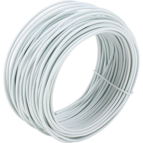 Fil de fer galvanisé flexible pour câble de télécommunication PVC 1,5mm x 20m, blanc, extrémité ronde (1/5)