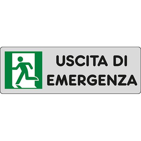 Cartello in Carta Autoadesiva 15x5 cm - USCITA DI EMERGENZA A SINISTRA (1/2)