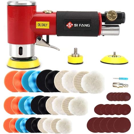 Mini Ponceuse Excentrique Pneumatique à Air Comprimé Disques Ponceuse Orbitale Polisseuse Carrosserie Complète avec Accessoires (1/5)