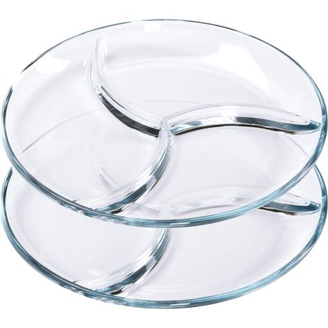Juego de platos de vidrio para adultos, bandeja de aperitivos de diseño, juego de 2 platos de mesa - D 25 cm, 2 piezas (1/5)