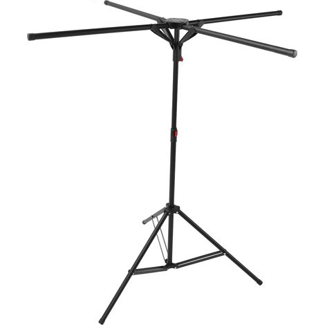 Séchoir à linge sur trépied, en acier au carbone, pliable, résistant au vent, portable, à poser au sol, pour l'intérieur, le balcon d'appartement, noir (1/5)