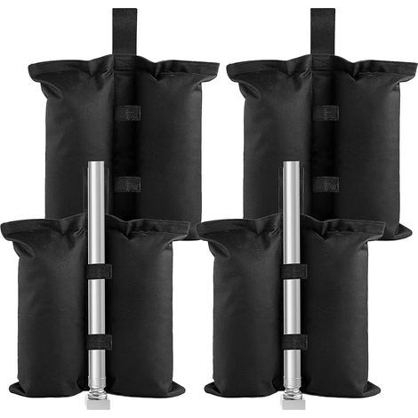 Sac Lestage, 4 Pièces Lestage Tonnelle, Noir Sac de Lestage, Sac de Sable, Poids de Lestage, Poids pour Tonnelle Convient aux Auvents Tentes Parasols Terrasses Parasols (1/5)