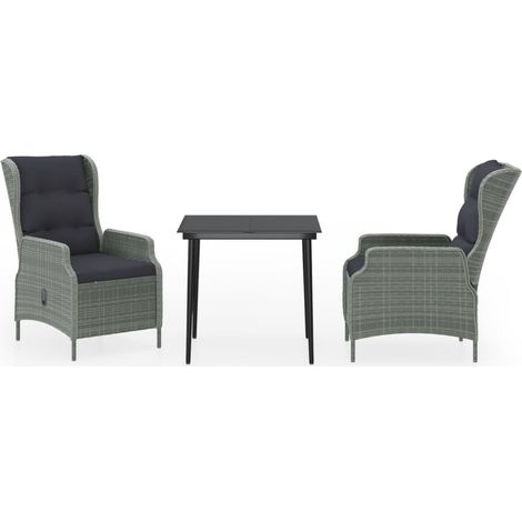 Maison Exclusive - Set da Pranzo da Giardino 3 pz Grigio Chiaro (1/5)