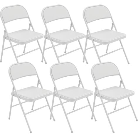 Lot 6 Chaises Pliantes Deusto Confortables Résistantes Blanc Événements Intérieur Extérieur (1/4)