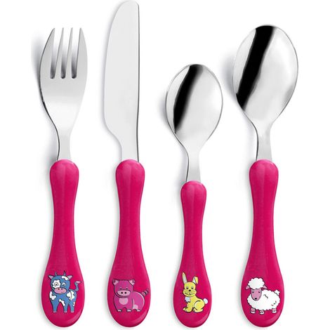 Enfant Fushia - Tube 4 couverts de table enfant (1/5)