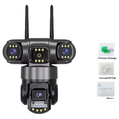 Caméra de surveillance vidéo, 12MP HD, vision nocturne, Ajouter une carte de 256 Go Wifi, Prise EU (1/2)