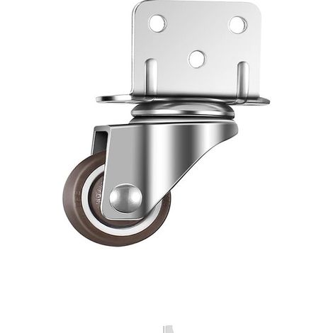 1 roulette pivotante 25mm sans frein, plaque L pour meubles et supports fleurs (1/5)
