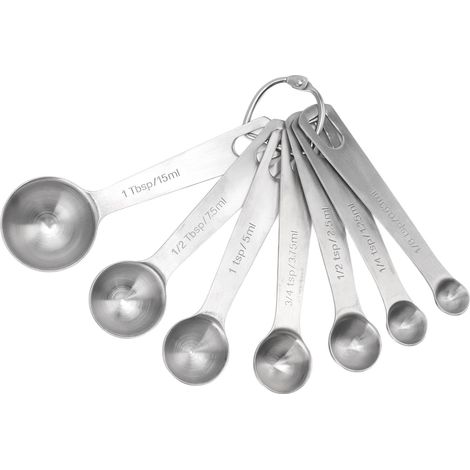 7-teiliges Messlöffelset aus Edelstahl, kleine Messlöffel für Pulver oder Flüssigkeiten, Backutensil (1/5)