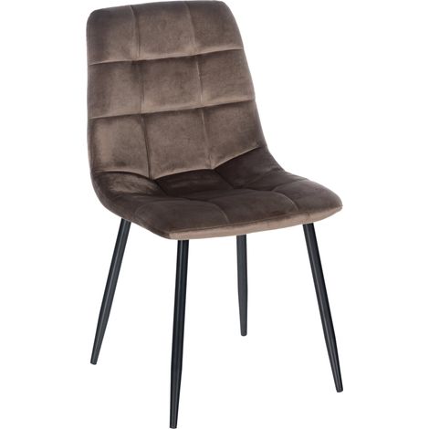 Silla de comedor Antibes tapizada en terciopelo Marrón (1/5)