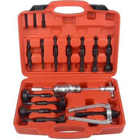 16 Pieces Kit Extracteur de Roulement Intérieur 6-59 mm Outil d'Extraction de Roulement avec Marteau Coulissant avec 3 Adaptateurs pour Réparation Voiture Auto (1/5)