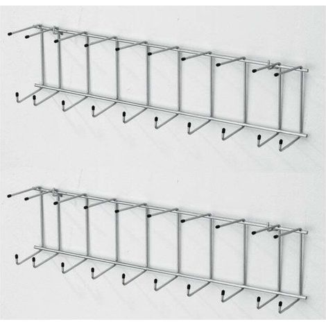 Mottez – Lot de 2 râteliers universels – Acier gris – Fixation à vis – Dimensions H.13 x L.57 x P.10 cm – Résistance 30 kg (1/4)