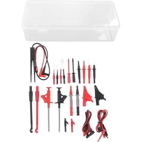 25-teiliges Multimeter-Testkabel-Set mit Prüfspitzen, Kabelhaken, Krokodilklemmen und Pinzette für digitale elektrische Messgeräte