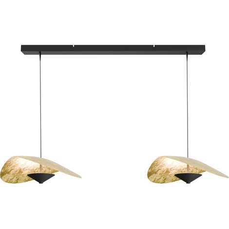 Lampe pendante de table à manger Lente avec deux chapeaux - feuille d’or - 2101-05-08-45-100-2 (1/2)