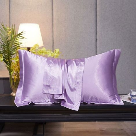 2 Taies d'oreiller Satin, 48 x 74 cm, soie artificielle douce, finition lisse, housse pour oreillers, usage quotidien et voyage