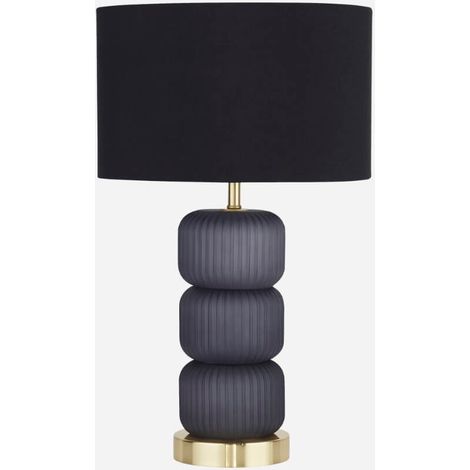 Lampe de table Tablu bleu et or avec nuance noire - EU60441