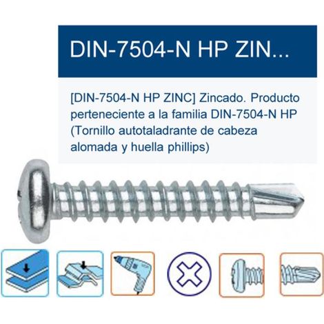 Tornillo autotaladrante 7504-N HP alomada PH2 4,2x25 ABR 4225