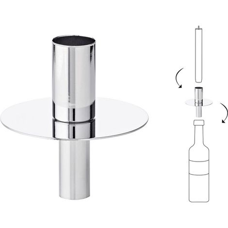 Bougeoir pour Goulot de Bouteille en Acier Inoxydable Nickelé Brillant, Hauteur 8 cm - PANGIVO (1/5)