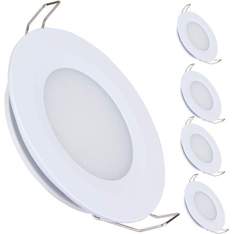 Spot LED Encastrable 12V Extra Plat Dimmable Camping-car Bateau Encastré Blanc 3W 3200K Blanc chaud pour Meuble Van Salle de Bain (1/5)