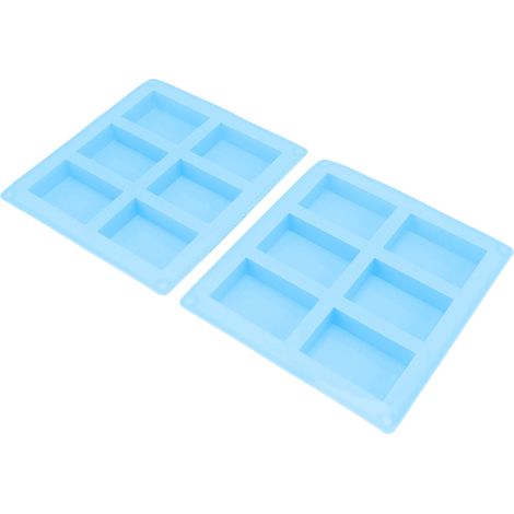 Blaue Silikonform (2er-Set) mit 6 Fächern, hitzebeständig und flexibel, wiederverwendbar, ideal zur Herstellung von Seifen, Kuchen und Muffins. (1/5)