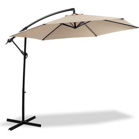 Trade Shop - Ombrellone Giardino Decentrato 3x3 Con Pendente Palo Alluminio Gazebo Antivento - Grey (1/5)