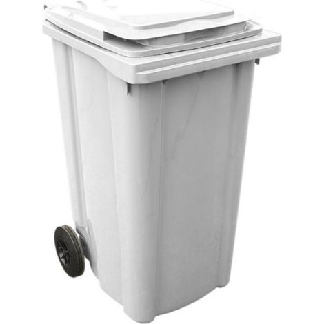 Bidone Pattumiera Immondizia con Ruote Bianco 240 Litri (1/2)