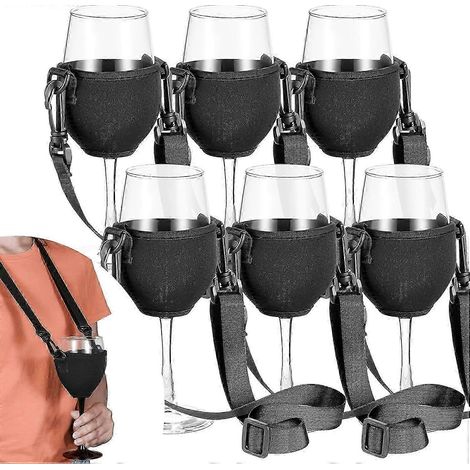 Lot de 6 porte-verres à vin suspendus, porte-verres à vin portable pour festivals, porte-verres à vin en tissu pour le col du verre, idéal pour les fêtes du vin, les mariages, les anniversaires. (1/5)