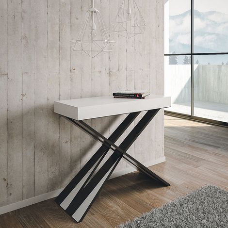 Ausziehbare Konsole 90x40/300 cm Diago Weiß Esche Anthrazit Rahmen (1/5)