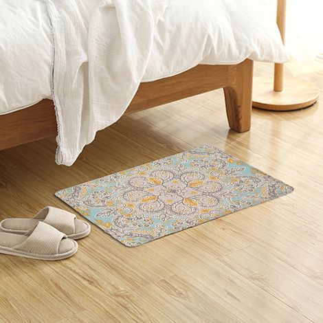 Tapis de porte/tapis de cuisine en flanelle douce style floral rétro, antidérapant et absorbant l'eau, 4060cm (1) (1/5)