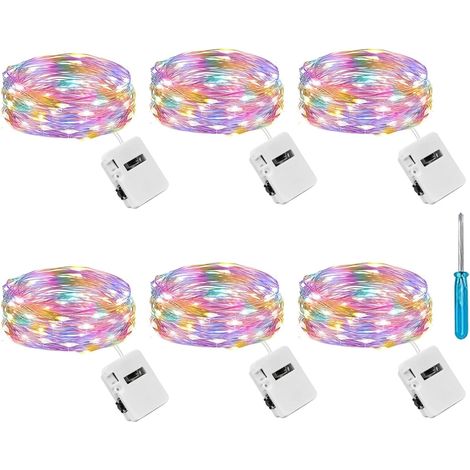 6 guirlande led à pile, 2 m / 20 led, 3 modes, ip65 étanche, usage intérieur et extérieur, décoration fête noël mariage (1/5)