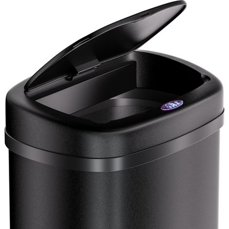 Poubelle à capteur en acier inoxydable 58 L - Noire, couvercle automatique, alimentation USB (1/5)