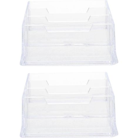 Boîte de rangement pour cartes de visite en plastique (lot de 2), idéale pour le bureau.-10.5X10X6.5CM-Transparent