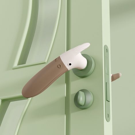 Protection de poignée de porte en silicone couleur café, gant de protection en silicone pour poignée de porte, pour meubles muraux et de fenêtre (1/5)