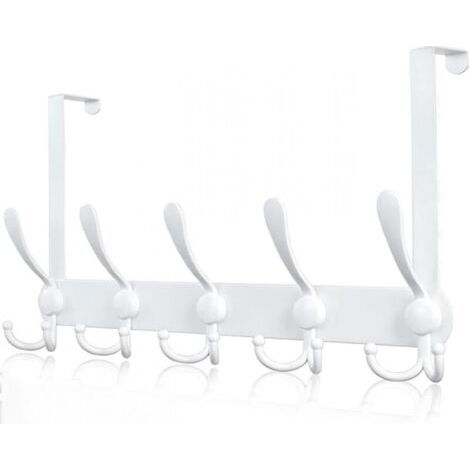 Porte Manteau pour Porte,Crochet de Porte pour Cadre d'épaisseur 4.5 cm, Patère de Porte à Suspendre pour Porte en Verre de Salle de Bain (Blanc, 15 crochets) (1/4)