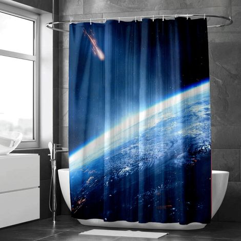 Rideau de douche paysage océan, style moderne, tissu imperméable, écran intimité - 90x180cm (1/5)