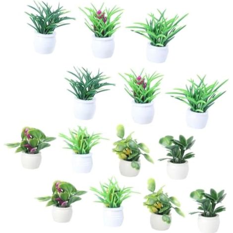 14 mini pots de bonsaï artificiels décoratifs pour maison de poupée (1/5)