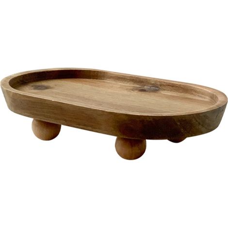 Décoration de comptoir de cuisine, petit piédestal en bois, plateaux ronds en bois décoratifs, plateau de présentation, rehausseur pour console d'entrée, style campagnard, cuisine, centre de table (1/5)