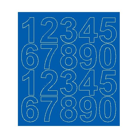 Pegatinas autoadhesivas con números de 5 cm, color azul brillante. (1/2)