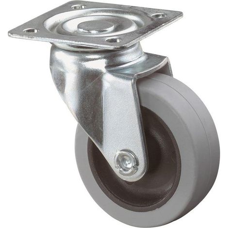 BS Rollen Lenkrolle mit Anschraubplatte Gummi grau Gleitlager 50 mm 35 kg - A200.A80.050 (1/3)