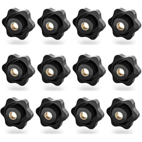 Lot de 12 écrous à poignée en forme d'étoile en plastique noir Filetage intérieur M8, vis moletée pour machine-outil (1/5)