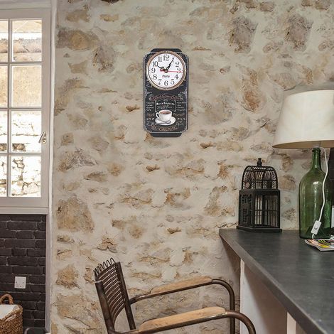Horloge murale carrée rétro européenne bz11661, horloge décorative pour salon ou bar (1/5)