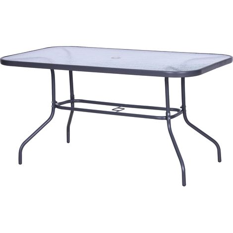 Tavolo da Giardino in Metallo e Vetro 140x80x70 cm Champs (1/5)