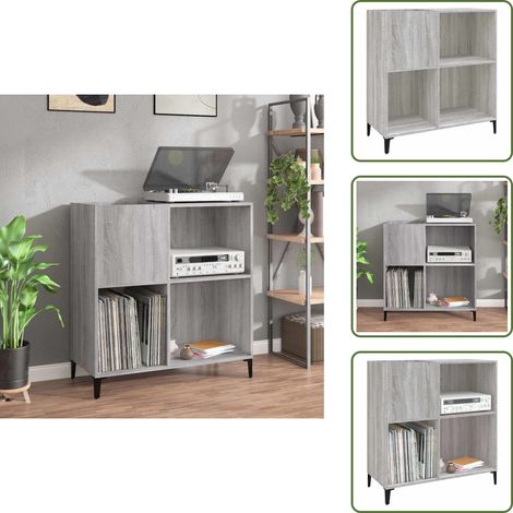 Schallplatten aufbewahren - vidaXL Plattenschrank Grau Sonoma 84,5x38x89 cm Holzwerkstoff - Schallplatten Vitrine