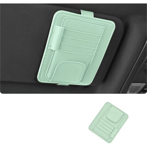 Organizer da visiera con clip in similpelle - Azzurro chiaro