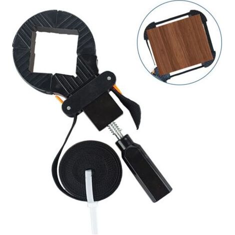 Sangle de Serrage de coin Réglable, Pince de Coin Réglable à 4 Mâchoires, Collier de Serrage de Sangle Collier de Serrage d'angle, Postuler à Coin Tiroir, Cadre en Bois(Le Noir) (1/5)