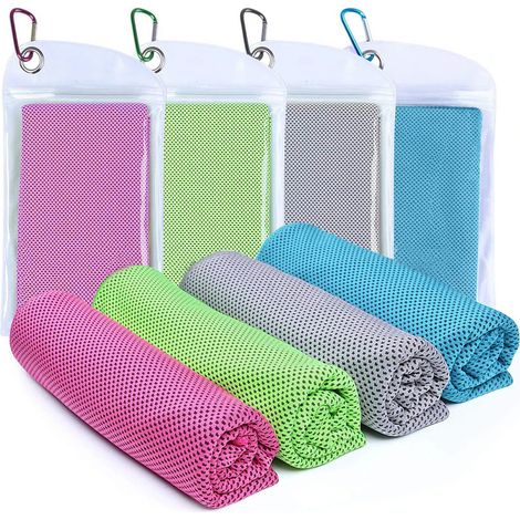 Lot de 4 serviettes rafraîchissantes (101,6 x 30,5 cm), serviettes de sport glacées, serviettes rafraîchissantes pour la nuque, serviettes douces et respirantes en microfibre pour la salle de sport, l (1/5)
