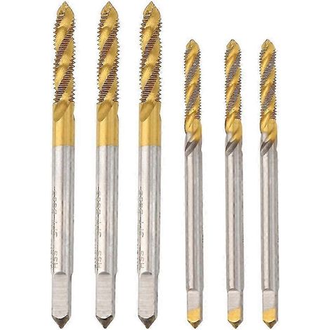 Lot de 3 tarauds à cannelures hélicoïdales, outil manuel, accessoire de quincaillerie, acier rapide M3 M4, or et argent (1/3)